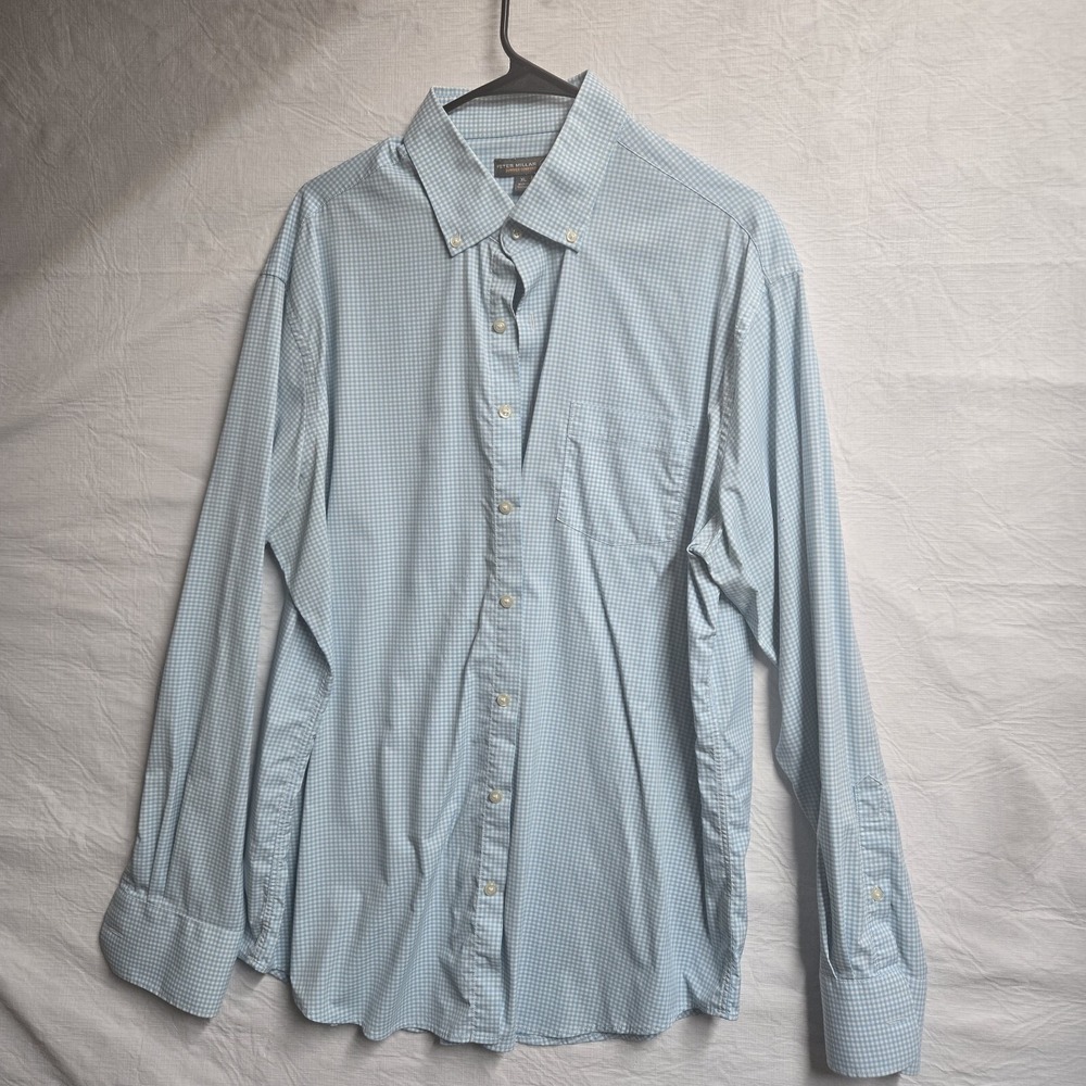 Peter Millar Summer Comfort Men's Mimi Performance Check Woven Shirt Blue XL